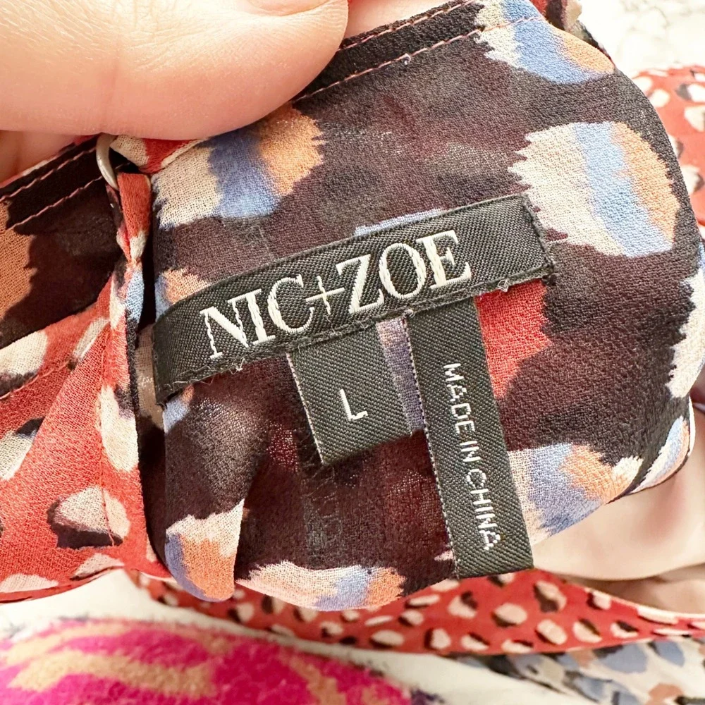 NIC+ZOE Dahlia Ombre Leopard Print Spaghetti Strap‎ Maxi Dress Women Size Large
